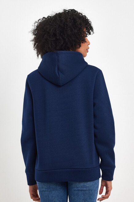 Kadın Kapşonlu Rahat Kalıp İçi Polarlı 3 iplik  Amerikan Baskılı Swetashırt spr24swk01