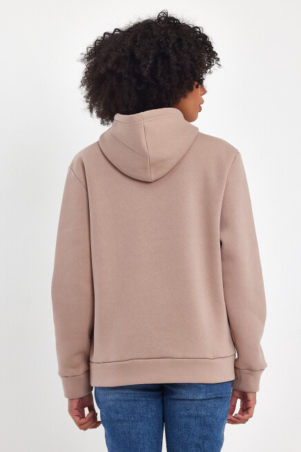 Kadın Kapşonlu Rahat Kalıp İçi Polarlı 3 iplik Tokyo Baskılı Swetashırt Spr24swk12