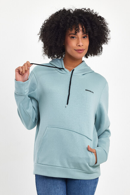 Süperlife Kadın Kapşonlu Regular Fit Baskılı İnce Sweatshirt SPR21K61