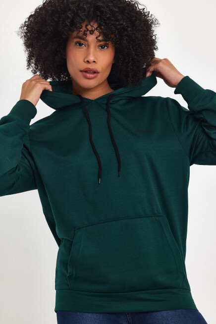 Süperlife Kadın Kapşonlu Regular Fit Baskılı İnce Sweatshirt SPR21K61