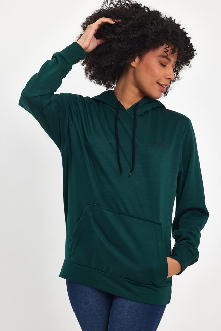 Süperlife Kadın Kapşonlu Regular Fit Baskılı İnce Sweatshirt SPR21K61