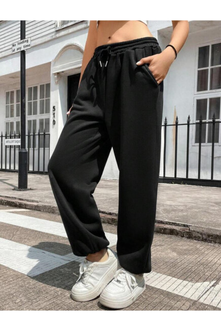 Kadın Kendinden Kıvırma Bol İnce Eşofman SPR24EA89