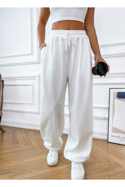 Kadın Kendinden Kıvırma Bol İnce Eşofman SPR24EA89