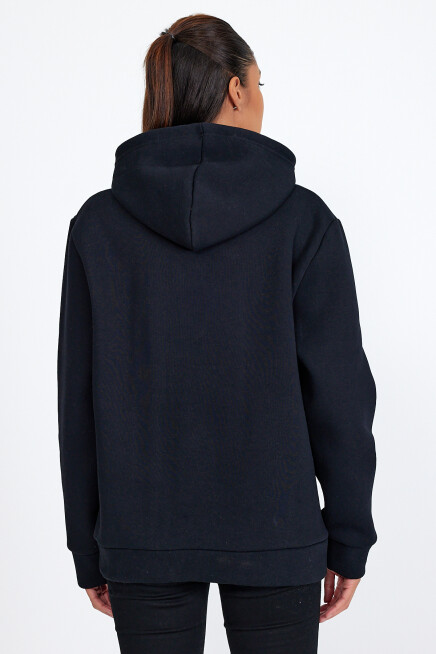 Kadın Kapşonlu Rahat Kalıp İçi Polarlı 3 iplik  Amerikan Baskılı Swetashırt spr24swk01