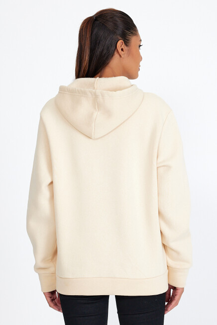 Kadın Kapşonlu Rahat Kalıp İçi Polarlı 3 iplik  Amerikan Baskılı Swetashırt spr24swk01