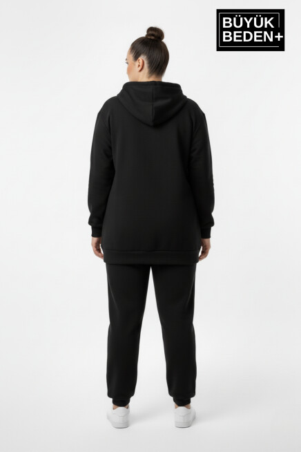 Büyük Beden Kadın Fermuarlı Kapüşonlu Sweatshirt Hırka - Rahat Kalıp SPR26BHR960