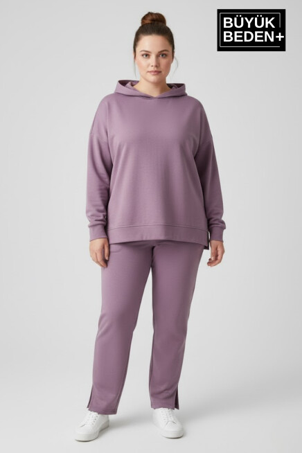 Büyük Beden Kapşonlu Tunik Sweatshırt  SPR26BTK991