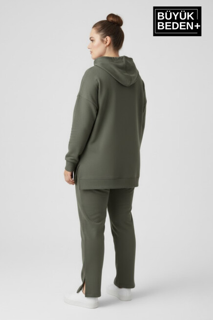 Büyük Beden Kapşonlu Tunik Sweatshırt  SPR26BTK991