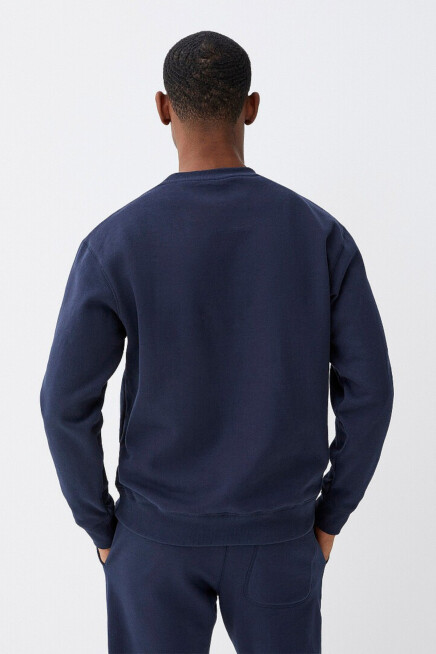 Erkek Bisiklet Yaka Rahat Kalıp 3 iplik İçi Polarlı Kalın Sweatshirt SPR24SW36