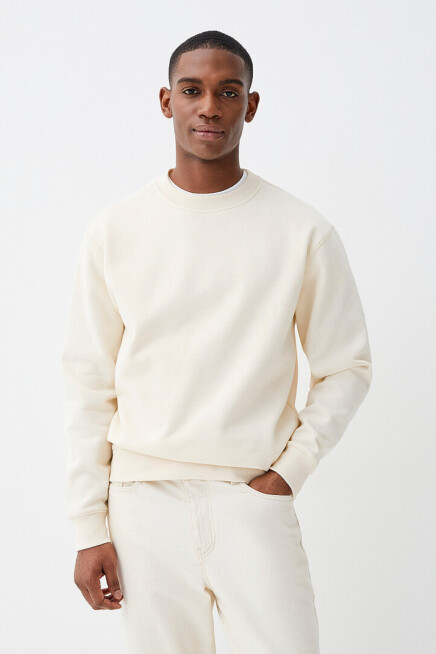 Erkek Bisiklet Yaka Rahat Kalıp 3 iplik İçi Polarlı Kalın Sweatshirt SPR24SW36