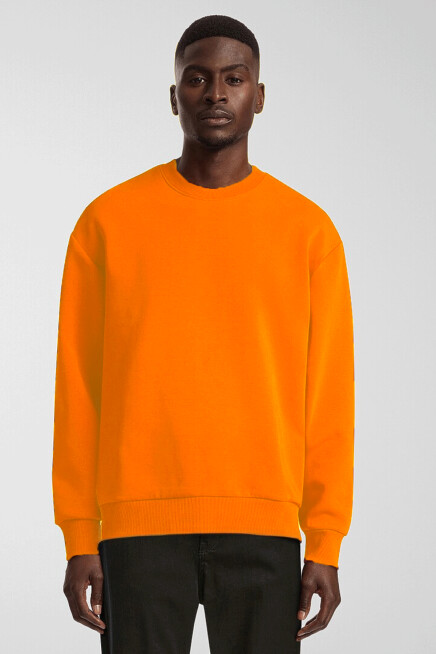 Erkek Bisiklet Yaka Rahat Kalıp 3 iplik İçi Polarlı Kalın Sweatshirt SPR24SW36