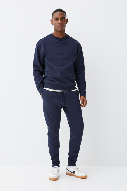 Erkek Bisiklet Yaka Rahat Kalıp 3 iplik İçi Polarlı Kalın Sweatshirt SPR25SW36