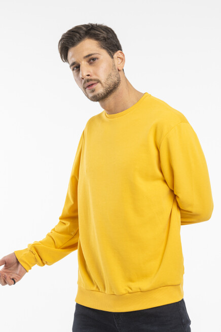 Erkek Bisiklet Yaka Rahat Kalıp 3 iplik İçi Polarlı Kalın Sweatshirt SPR25SW36