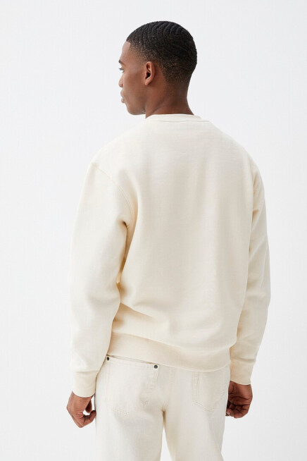 Erkek Bisiklet Yaka Rahat Kalıp 3 iplik İçi Polarlı Kalın Sweatshirt SPR25SW36