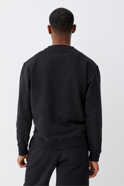 Erkek Bisiklet Yaka Rahat Kalıp 3 iplik İçi Polarlı Kalın Sweatshirt SPR25SW36