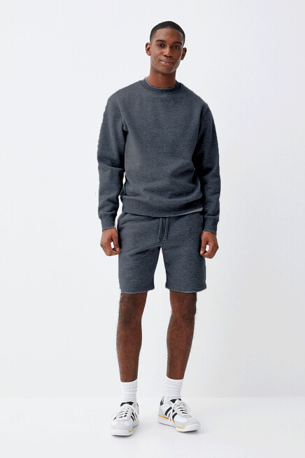 Erkek Bisiklet Yaka Rahat Kalıp 3 iplik İçi Polarlı Kalın Sweatshirt SPR25SW36