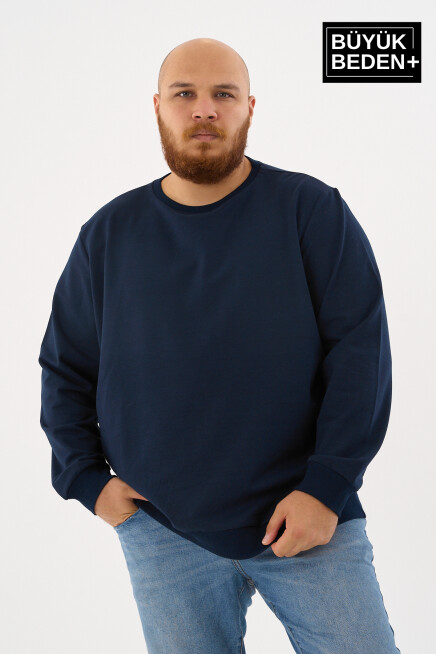 Erkek Büyük Beden Bisiklet Yaka İnce Sweatshirt – Regular Fit %64 Pamuklu SPR26BSW956