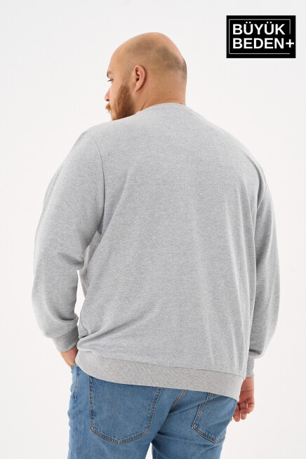 Erkek Büyük Beden Bisiklet Yaka İnce Sweatshirt – Regular Fit %64 Pamuklu SPR26BSW956