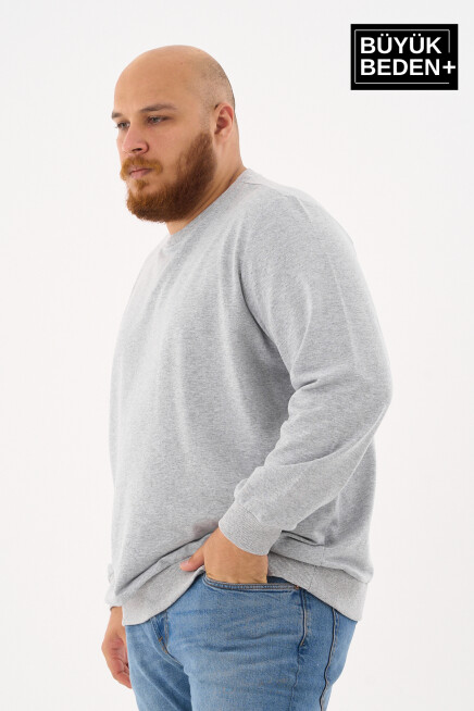 Erkek Büyük Beden Bisiklet Yaka İnce Sweatshirt – Regular Fit %64 Pamuklu SPR26BSW956