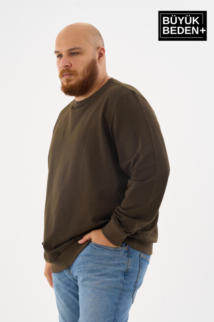 Erkek Büyük Beden Bisiklet Yaka İnce Sweatshirt – Regular Fit %64 Pamuklu SPR26BSW956