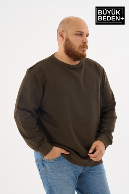 Erkek Büyük Beden Bisiklet Yaka İnce Sweatshirt – Regular Fit %64 Pamuklu SPR26BSW956