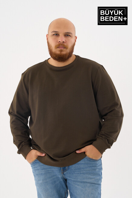 Erkek Büyük Beden Bisiklet Yaka İnce Sweatshirt – Regular Fit %64 Pamuklu SPR26BSW956