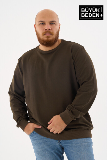 Erkek Büyük Beden Bisiklet Yaka İnce Sweatshirt – Regular Fit %64 Pamuklu SPR26BSW956