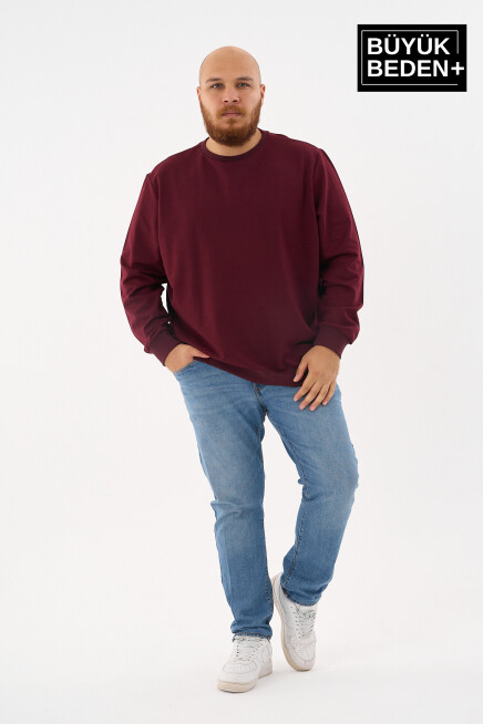 Erkek Büyük Beden Bisiklet Yaka İnce Sweatshirt – Regular Fit %64 Pamuklu SPR26BSW956