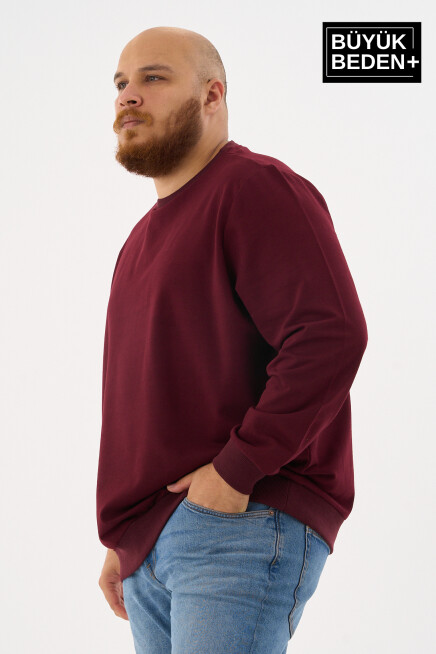 Erkek Büyük Beden Bisiklet Yaka İnce Sweatshirt – Regular Fit %64 Pamuklu SPR26BSW956