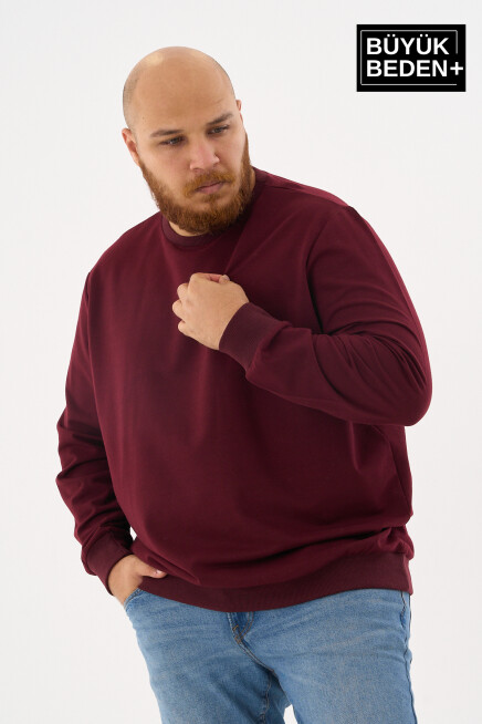 Erkek Büyük Beden Bisiklet Yaka İnce Sweatshirt – Regular Fit %64 Pamuklu SPR26BSW956