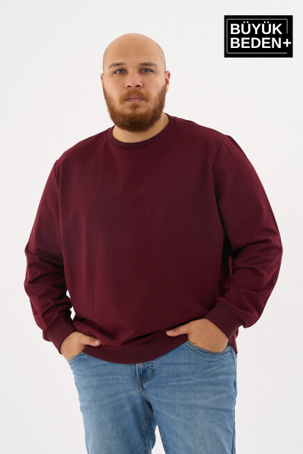 Erkek Büyük Beden Bisiklet Yaka İnce Sweatshirt – Regular Fit %64 Pamuklu SPR26BSW956