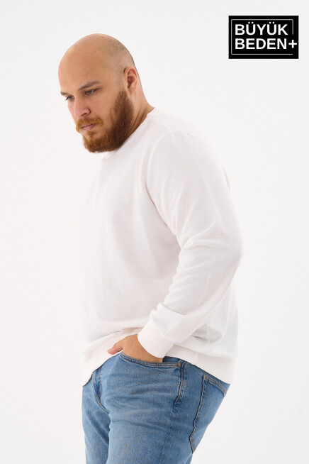 Erkek Büyük Beden Bisiklet Yaka İnce Sweatshirt – Regular Fit %64 Pamuklu SPR26BSW956