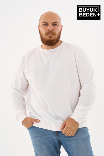 Erkek Büyük Beden Bisiklet Yaka İnce Sweatshirt – Regular Fit %64 Pamuklu SPR26BSW956