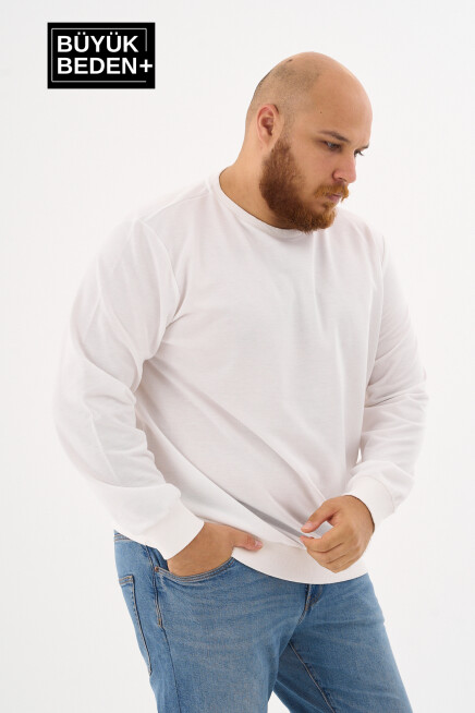 Erkek Büyük Beden Bisiklet Yaka İnce Sweatshirt – Regular Fit %64 Pamuklu SPR26BSW956