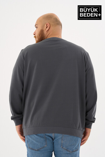 Erkek Büyük Beden Bisiklet Yaka İnce Sweatshirt – Regular Fit %64 Pamuklu SPR26BSW956