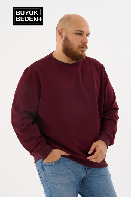 Erkek Büyük Beden Bisiklet Yaka ince Sweatshirt SPR24BSW56