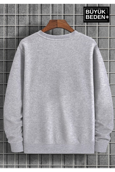 Erkek Büyük Beden Bisiklet Yaka ince Sweatshirt SPR24BSW56