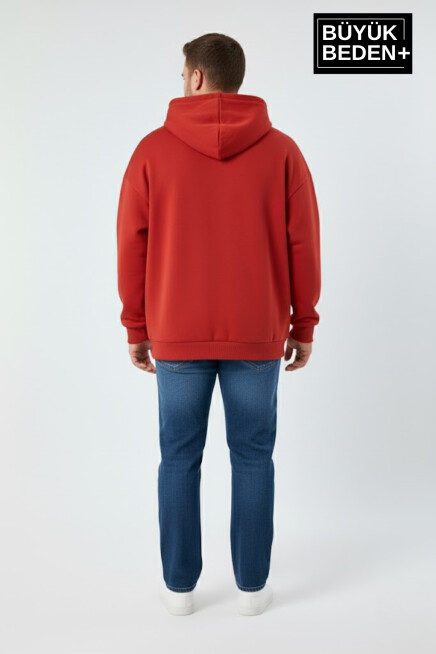 Erkek Büyük Beden Brooklyn 1970 Baskılı Kapüşonlu Sweatshirt SPR26BSW964