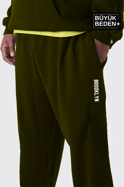 Erkek Büyük Beden Paça Lastikli Brooklyn Baskılı İnce Eşofman Altı SPR25EA53