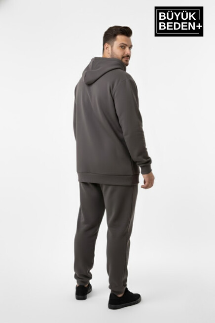 Erkek Büyük Beden Fermuarlı Kapüşonlu Chef Baskılı Sweatshirt Hırka - Rahat Kalıp SPR26BHR921