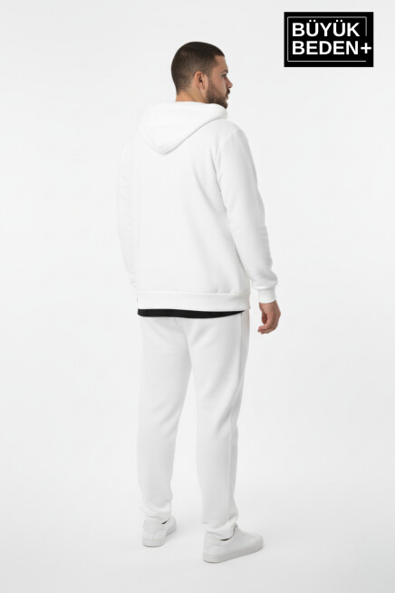 Erkek Büyük Beden Fermuarlı Kapüşonlu New York Baskılı Sweatshirt Hırka SPR26BHR923