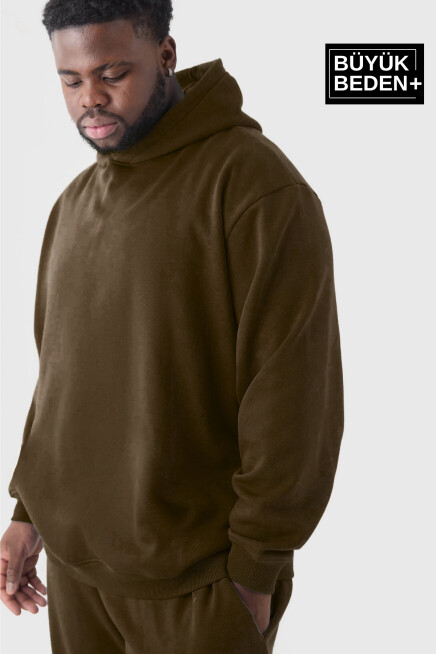 Erkek Büyük Beden Kapşonlu ince Sweatshirt SPR24BSW57