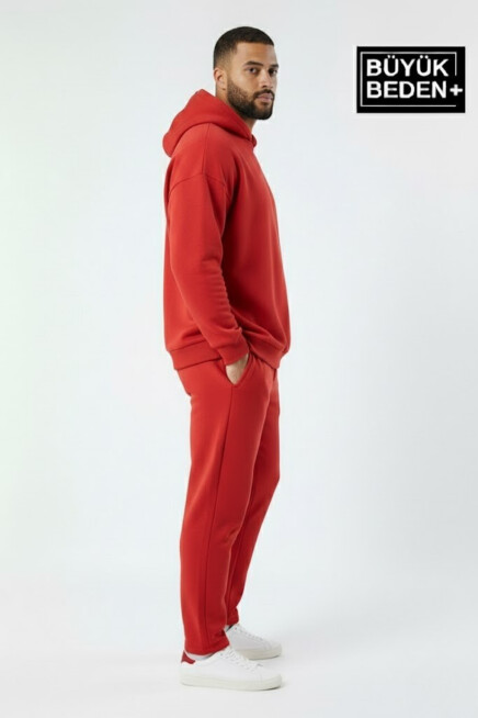 Erkek Büyük Beden Kapşonlu ince Sweatshirt SPR24BSW57