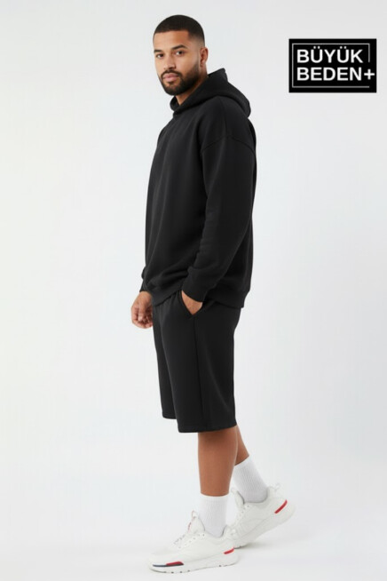 Erkek Büyük Beden Kapşonlu ince Sweatshirt SPR24BSW57
