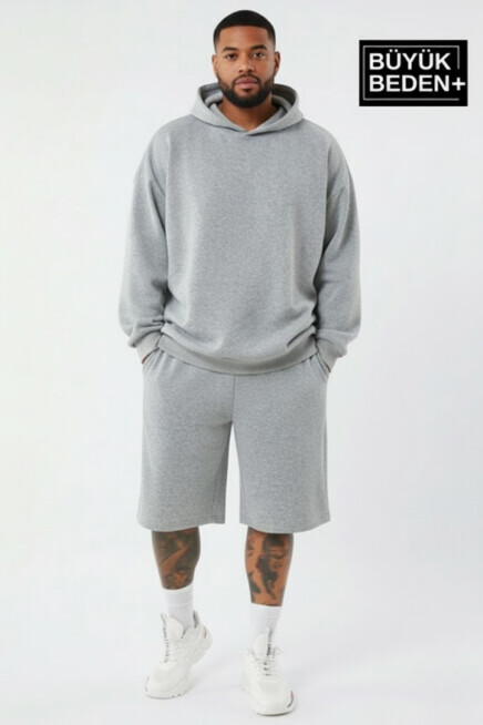 Erkek Büyük Beden Kapşonlu ince Sweatshirt SPR24BSW57