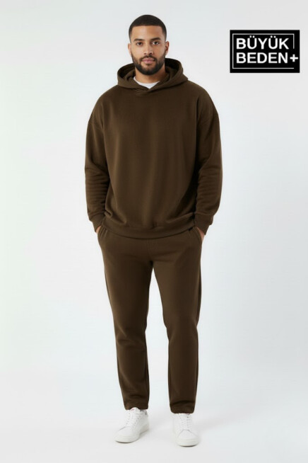 Erkek Büyük Beden Kapşonlu ince Sweatshirt SPR24BSW57