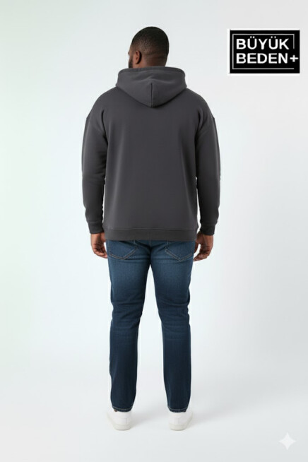 Erkek Büyük Beden Kapşonlu ince Sweatshirt SPR24BSW57