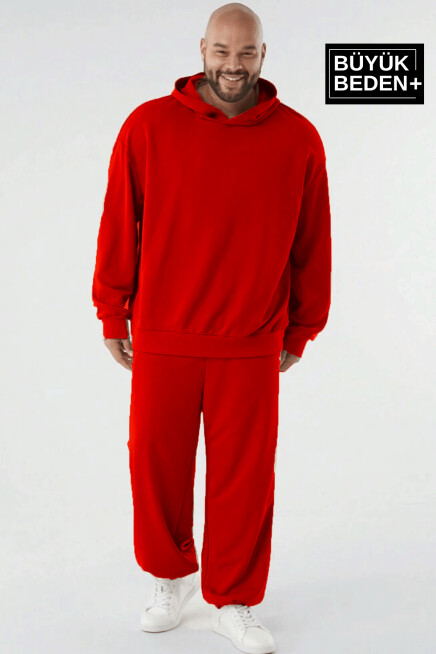 Erkek Büyük Beden Kapşonlu ince Sweatshirt SPR24BSW57