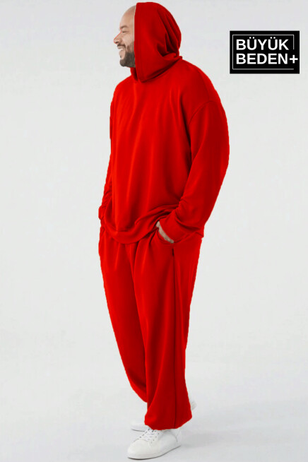 Erkek Büyük Beden Kapşonlu ince Sweatshirt SPR24BSW57