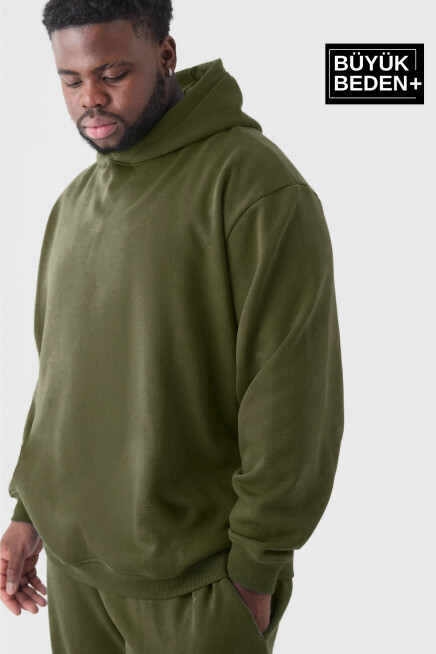 Erkek Büyük Beden Kapşonlu ince Sweatshirt SPR24BSW57